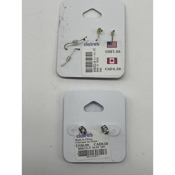 Claire’s 7 Piece Earring Lot With 1-Sterling Silver & 1-18k Gold Plated All New - Picture 3 of 9